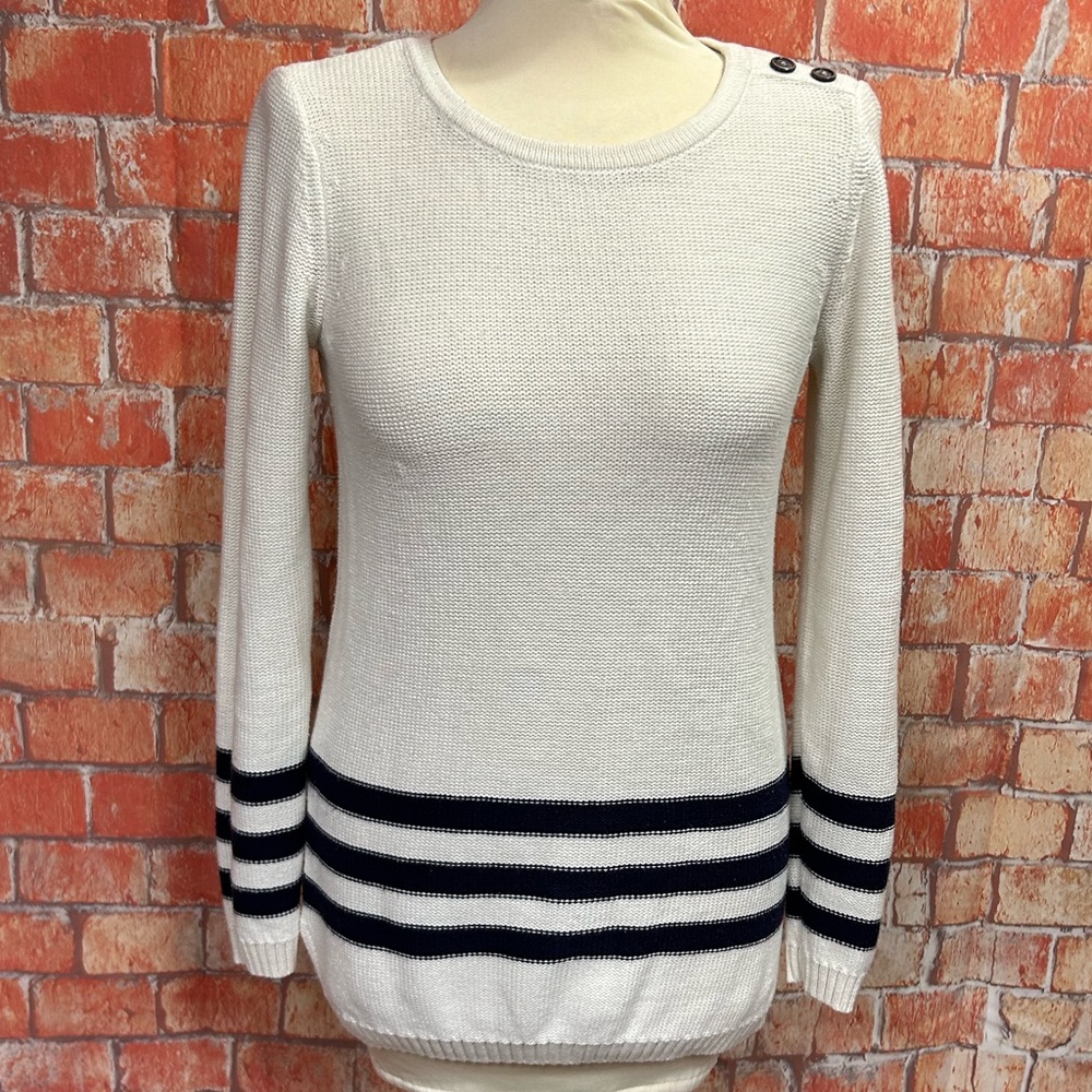 LOFT Nautical Striped Cotton Sweater‎